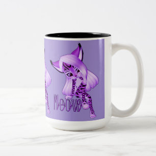 Niedliche Lila Meow Tiger Cat Kaffee Tasse
