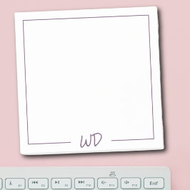 Niedliche Lila Monogramm-Initialen Post-it Klebezettel