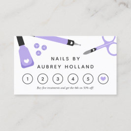 Niedliche Lila Nail Artist Tools Loyalitätskarte Visitenkarte