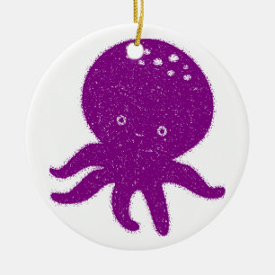 Niedliche Lila Oktopus Alte Printwerbung Keramik Ornament
