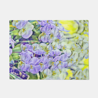 Niedliche lila Orchideen Blume Aquarell Fußmatte