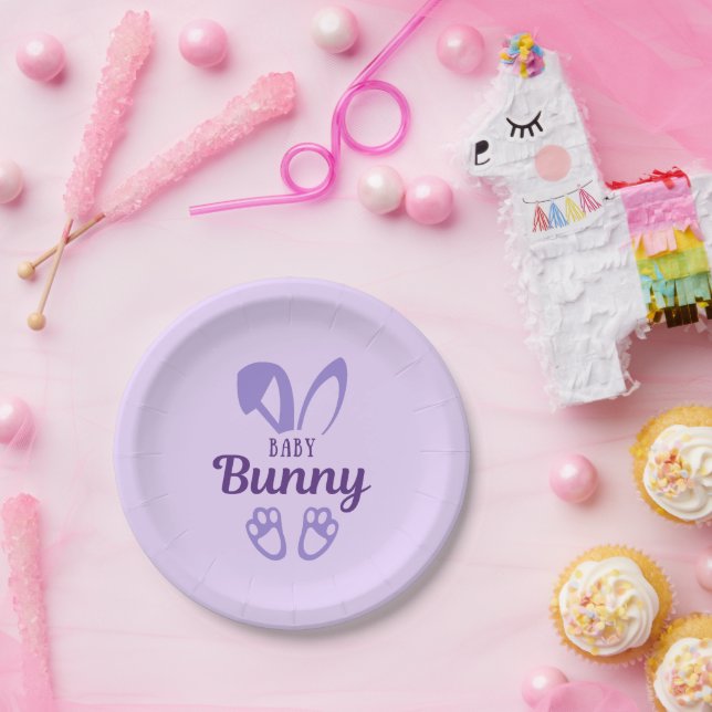 Niedliche Lila OsterBaby Bunny Rabbit Ohren Baby Pappteller (Party)