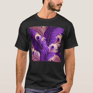 Niedliche Lila Peacock Feathers Illustration Birds T-Shirt
