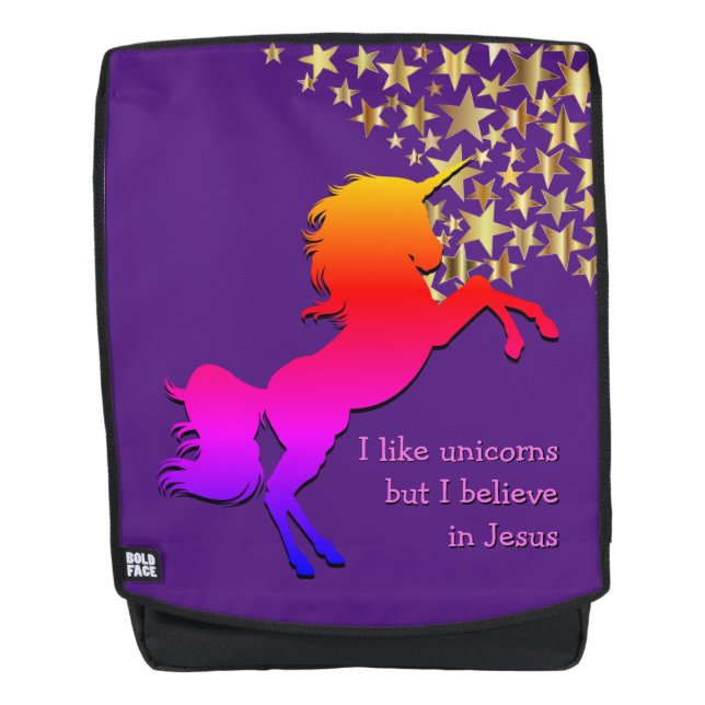 Niedliche LILA Personalisierte UNICORN glauben an  Rucksack (Vorderseite)