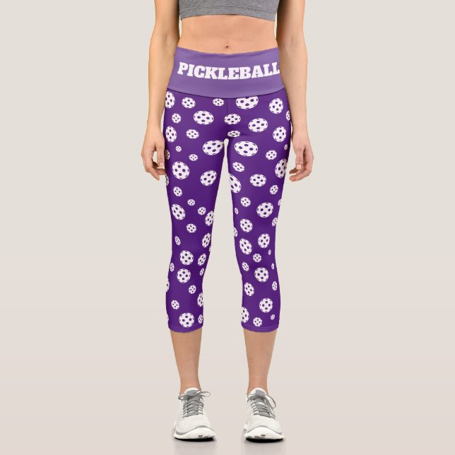 Niedliche lila pickleball High-Tailsport Leggings (Vorderseite)