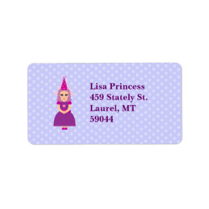 Niedliche Lila Prinzessin Adressaufkleber