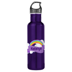 Niedliche Lila Regenbogenmonogramm Girl Edelstahlflasche