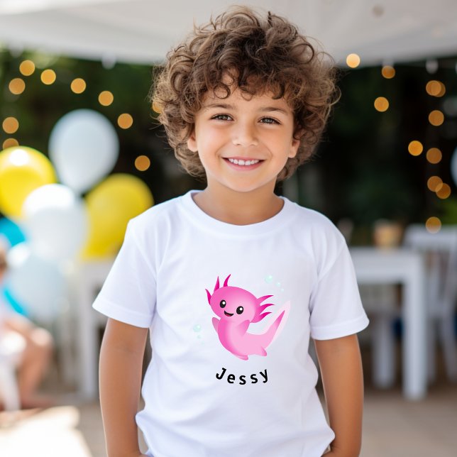 Niedliche Lila rosa Axolotl-Blase mit Namen T-Shirt (Von Creator hochgeladen)