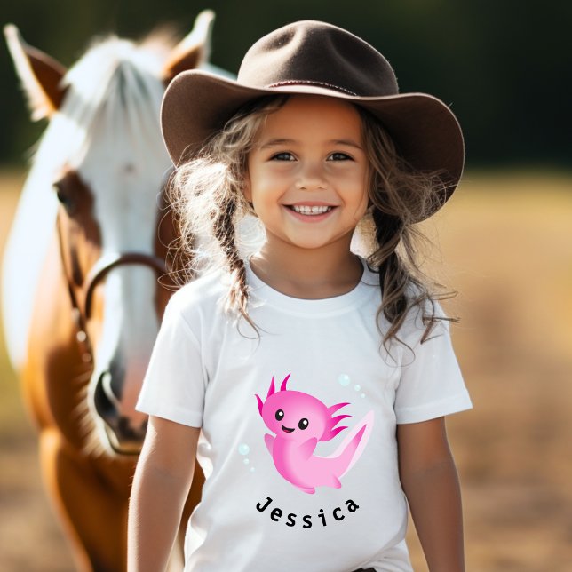 Niedliche Lila rosa Axolotl-Blase mit Namen T-Shirt (Von Creator hochgeladen)