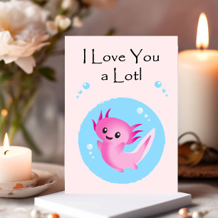 Niedliche Lila rosa Axolotl Liebe Sie Valentine Feiertagskarte