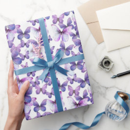 Niedliche Lila Schmetterlinge Muster Pastel Geschenkpapier