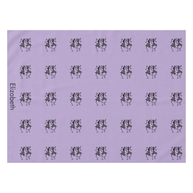 Niedliche Lila, schwarze Silhouette Tischdecke (Vorderseite (Horizontal))