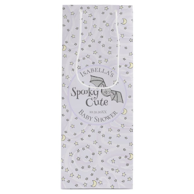 Niedliche Lila Spooky Niedliche Oktoberdusche Geschenktüte Für Weinflaschen (Vorderseite)
