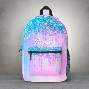 Niedliche lila Türkisfarben-Glitzer-Tropfen Bedruckter Rucksack