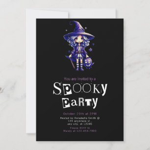 Niedliche Lila und blauhaarige Rotzunge Halloween Einladung