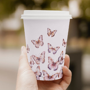Niedliche Lila und rosa Schmetterlingsdusche Pappbecher