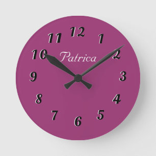 Niedliche Lila und weiße Personalisierte Wall-Uhr Runde Wanduhr