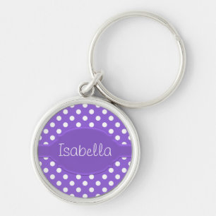 Niedliche Lila und weiße Polka Dotter Pattern & Na Schlüsselanhänger