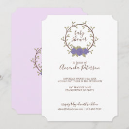 Niedliche Lilac Floral Wreath Baby Dusche Einladung