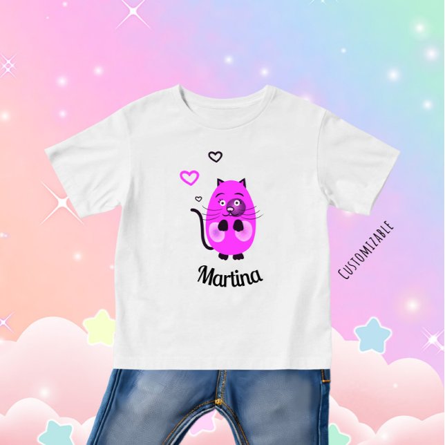 Niedliche Lilatkatze Baby T-shirt (Von Creator hochgeladen)