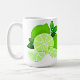 Niedliche Limes Limone Scheiben Sonniges Zitrusmus Kaffeetasse