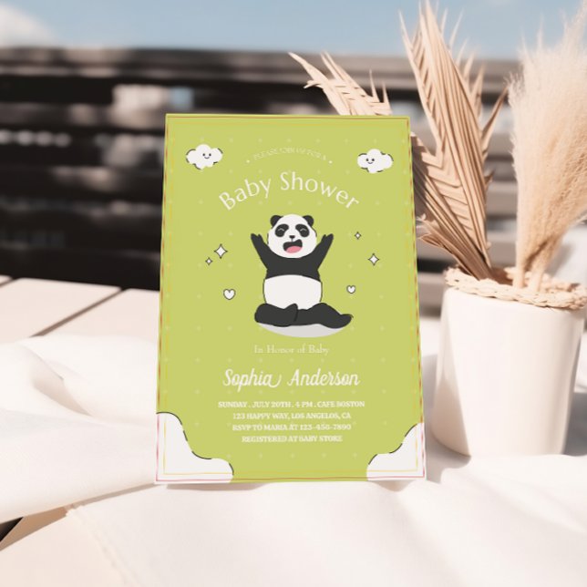 Niedliche Limone Panda Baby Dusche - bestellbare B Einladung (Von Creator hochgeladen)