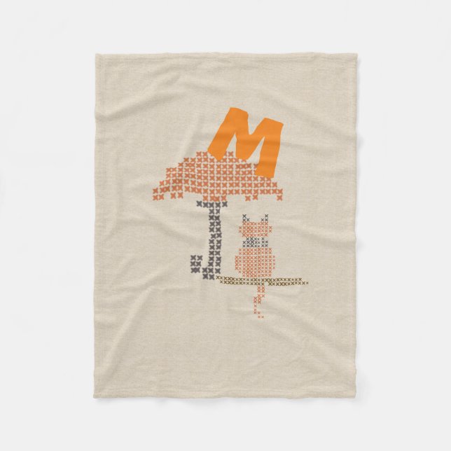 Niedliche Linen Schau Kat Schirm Mit Monogramm Dec Fleecedecke (Vorderseite)