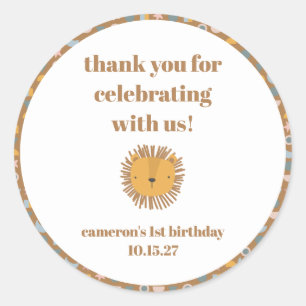 Niedliche Lion Baby Animal Custom Geburtstag Viele Runder Aufkleber