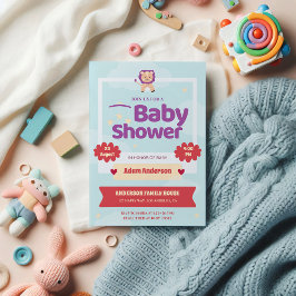 Niedliche Lion Baby Duwer Invitation - Gender Neut Einladung