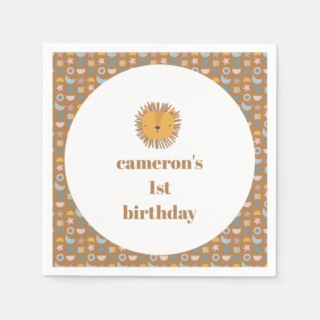 Niedliche Lion Baby Kids Animal Custom Birthday Pa Serviette (Vorderseite)