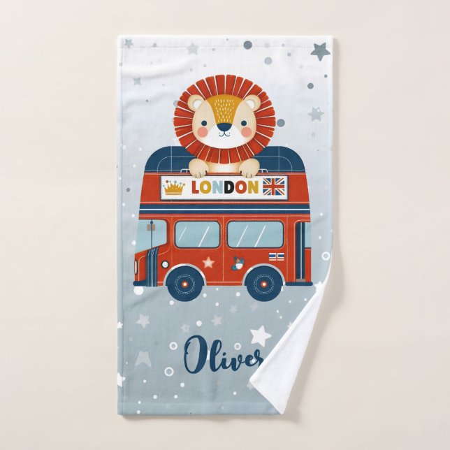 Niedliche Lion Cub im Londoner Bus Personalisiert Handtuch (Handtuch)