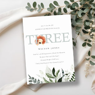 Niedliche Lion Foliage 3. Geburtstagsparty Dankeskarte