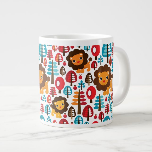 niedliche Lion-Kinderbild Jumbo-Tasse (Vorderseite Rechts)