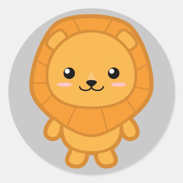 Niedliche Lion Runder Aufkleber (Vorderseite)