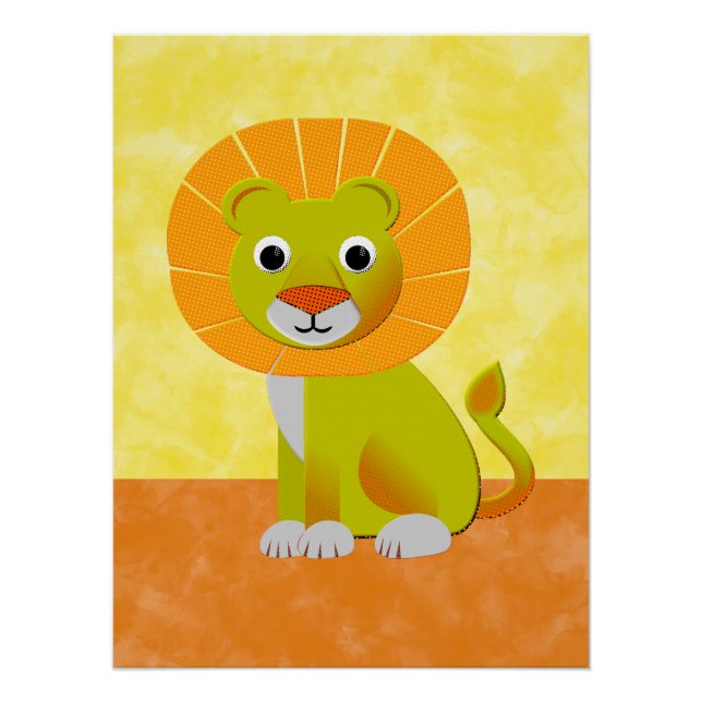 Niedliche Lion Zeichne Vintag Print Custom Poster (Vorderseite)