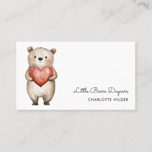Niedliche Little Bear Daycare Business Card Visitenkarte (Vorderseite)