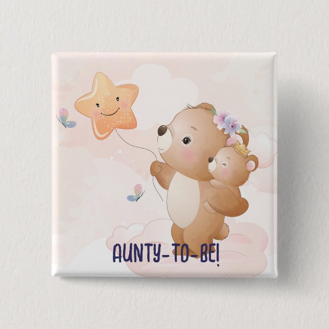 Niedliche Little Blue Aunty als Niedliche Baby-Dus Button (Vorderseite)