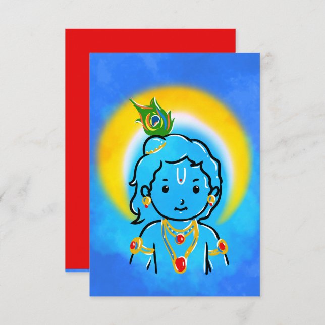Niedliche Little Krishna Art Dankeskarte (Vorne/Hinten)