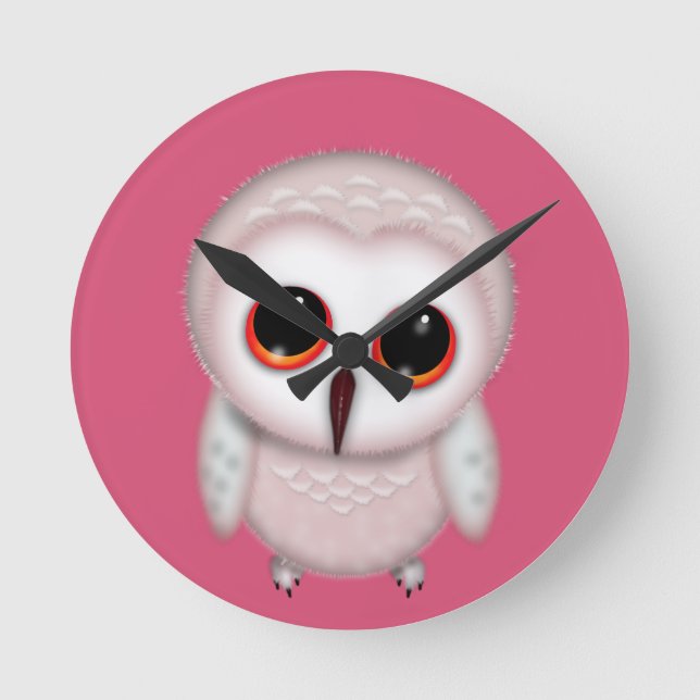 Niedliche Little Owl Illustration Runde Wanduhr (Vorderseite)