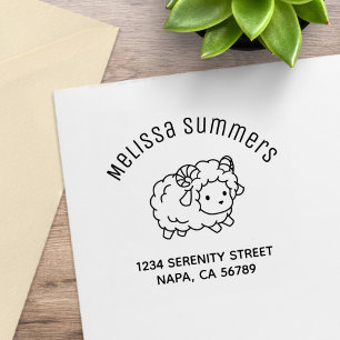 Niedliche Little Sheep Ram Aries Arch-Adresse Gummistempel