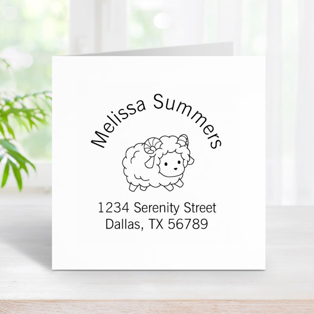 Niedliche Little Sheep Ram Aries Arch-Adresse Gummistempel (Von Creator hochgeladen)
