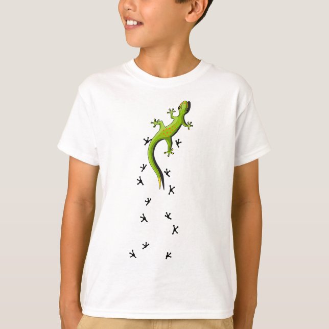 Niedliche Lizard Reptile mit Tracks Klettern Gecko T-Shirt (Vorderseite)