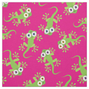 Niedliche Lizards Kids Gecko Cartoon Pink Girls Stoff