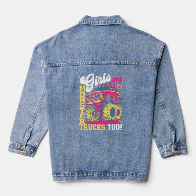 Niedliche Lkw-Girls wie Monster-Lkw Jeansjacke (Rückseite)