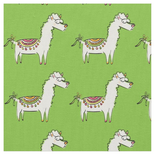 Niedliche Llama-Cartoon Stoff (Nahaufnahme)