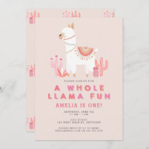 Niedliche Llama Fun Pink Erste Geburtstagsparty