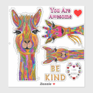Niedliche Llama Giraffe und Phantastische Wörter V Aufkleber