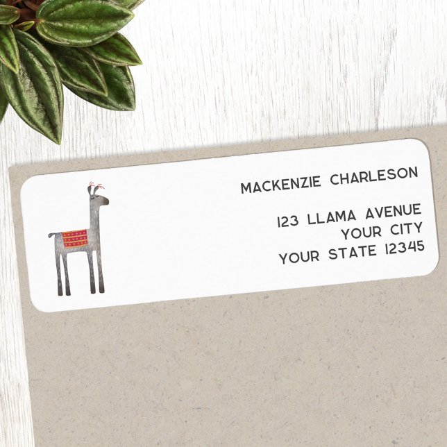 Niedliche Llama-Rücksendeadresse (Fun llama alpaca custom text return address label sticker)
