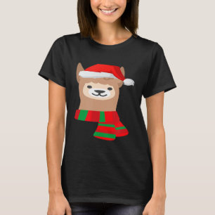 Niedliche Llama-Weihnachtsmannmütze T-Shirt