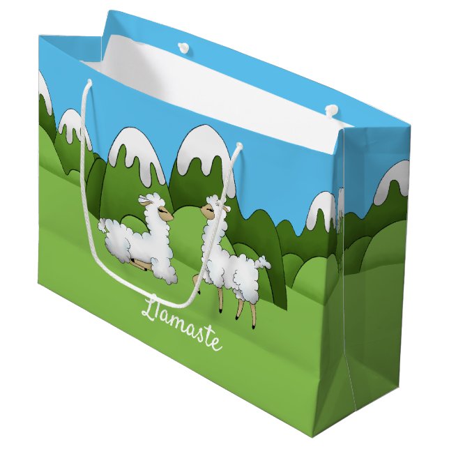 Niedliche Llamas Große Geschenktüte (Vorderseite Schrägansicht)